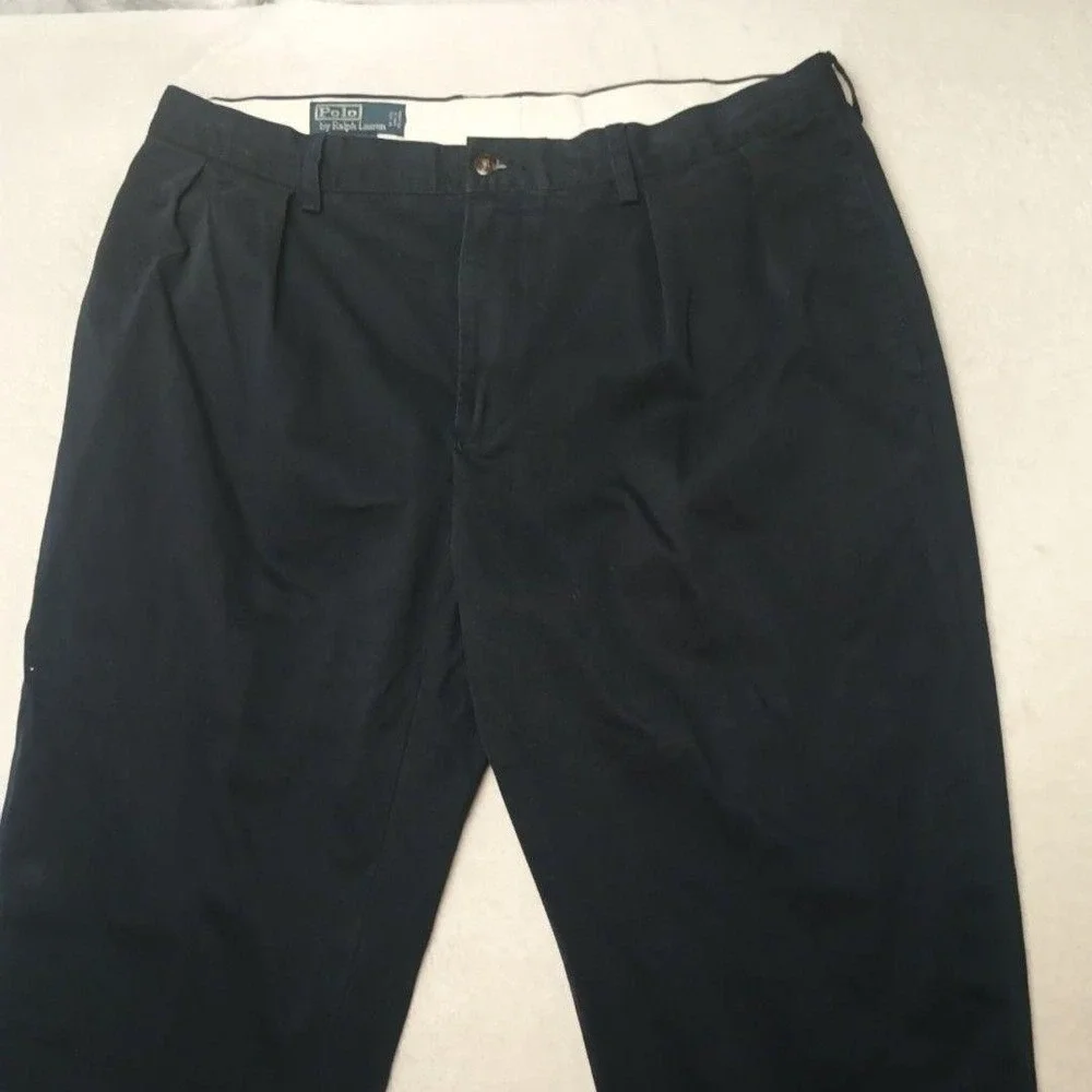 Polo Ralph Lauren Pants Men 36x34 Blue Pleated Ethan Chino Classic Logo School